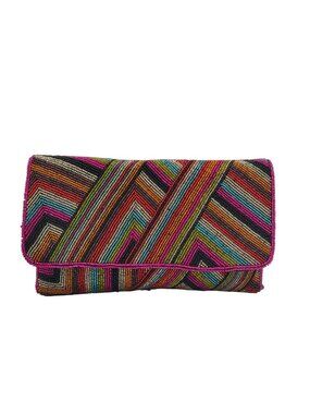 MMS Beaded Multi-Color Clutch Crossbody Bag